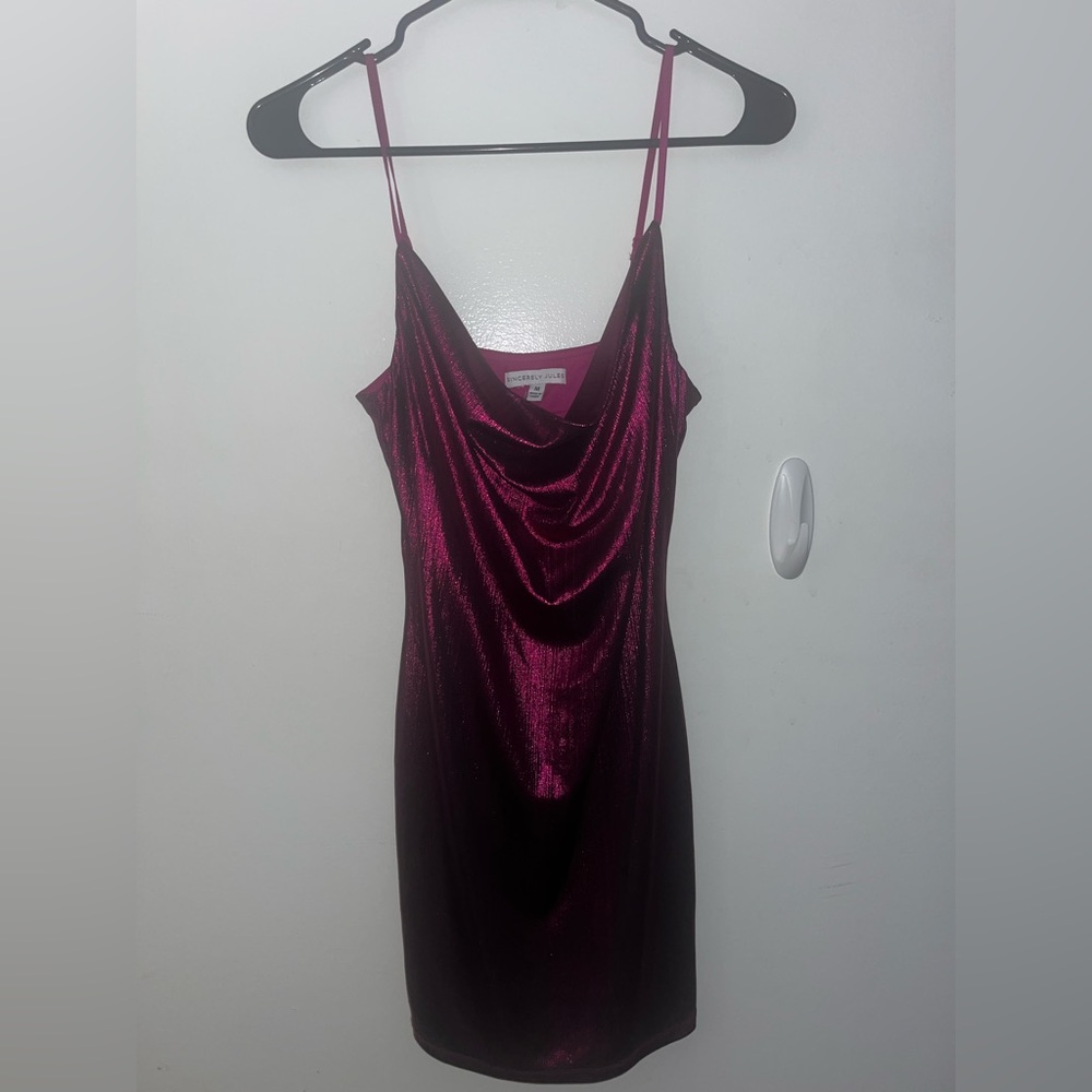 Sincerely Jules Fuchsia Cowl Neck Dress
